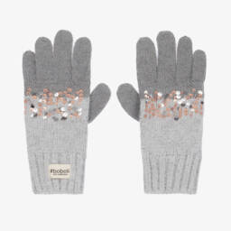 Boboli-Girls Soft Grey Knit Mittens | Childrensalon Outlet