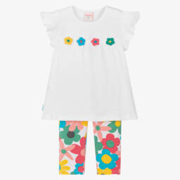 Boboli-Girls Spring White Blossom Leggings Set | Childrensalon Outlet