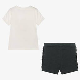 Boboli-Белая футболка и черные шорты из хлопка | Childrensalon Outlet