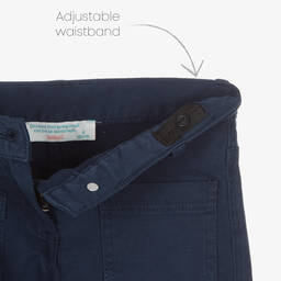 Boboli-Girls White & Blue Cotton Shorts Set | Childrensalon Outlet