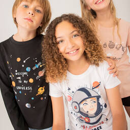 Boboli-Белая хлопковая футболка с космонавтом | Childrensalon Outlet