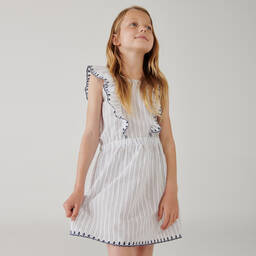 Boboli-Белое хлопковое платье для девочек | Childrensalon Outlet