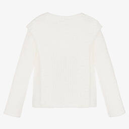 Boboli-Girls White Fluffy Knit Sweater | Childrensalon Outlet