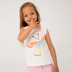 Bobux-طقم شورت قطن جيرسي لون أبيض وزهري للبنات | Childrensalon Outlet