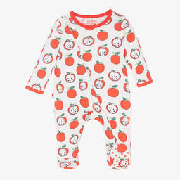 Boboli-Girls White & Red Cotton Apple Babygrow | Childrensalon Outlet