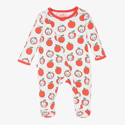 Boboli-Girls White & Red Cotton Apple Babygrow | Childrensalon Outlet