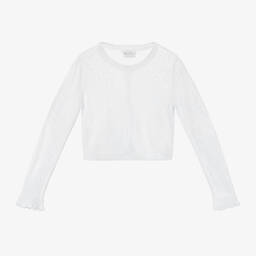 Boboli-Girls White Viscose Cardigan | Childrensalon Outlet
