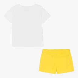 Boboli-Белая футболка и желтые шорты из хлопка | Childrensalon Outlet