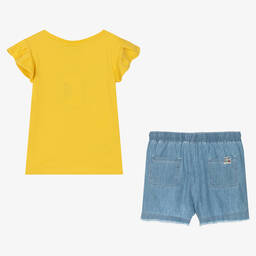Boboli-طقم شورت قطن لون أصفر وأزرق للبنات | Childrensalon Outlet