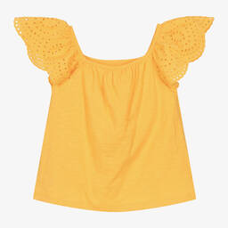 Boboli-Girls Yellow Cotton Jersey Blouse | Childrensalon Outlet