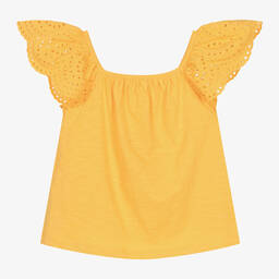 Boboli-Girls Yellow Cotton Jersey Blouse | Childrensalon Outlet
