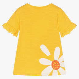 Boboli-Желтое хлопковое платье с ромашкой | Childrensalon Outlet