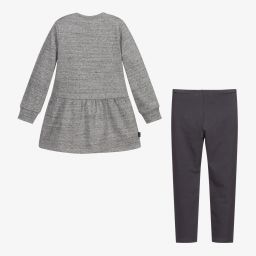 Boboli-طقم فستان قطن لون رمادي | Childrensalon Outlet