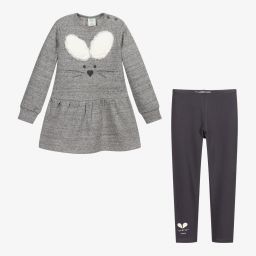 Boboli-طقم فستان قطن لون رمادي | Childrensalon Outlet