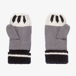 بوبولي-قفازات مزيج قطن محبوك لون رمادي للأطفال | Childrensalon Outlet