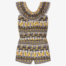 Boboli-بلاي سوت قطن جيرسي لون رمادي داكن وأصفر للبنات | Childrensalon Outlet