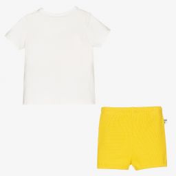Bobux-طقم شورت قطن جيرسي لون عاجي وأصفر للمولودات | Childrensalon Outlet