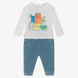 Boboli-Little Gentleman's Blue & White Ensemble | Childrensalon Outlet
