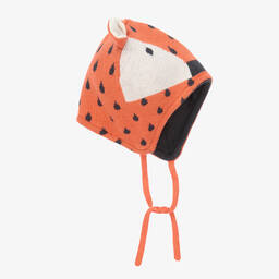 Boboli-Orange Knitted Fox Hat  | Childrensalon Outlet