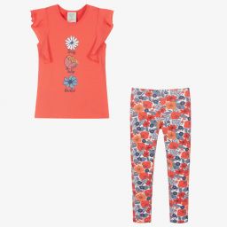 Boboli-طقم ليغنغز قطن جيرسي لون زهري بطبعة ورود للبنات | Childrensalon Outlet