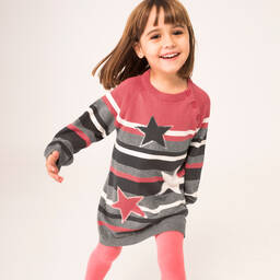 Boboli-Pink & Grey Stars Dress Set | Childrensalon Outlet