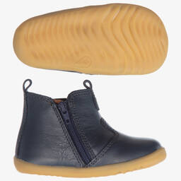 بوباكس Step Up-بوت جلد لون كحلي لمرحلة ما قبل المشي | Childrensalon Outlet