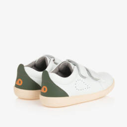 Bobux Кид+-Кожаные кроссовки на липучках бело-зеленые для мальчиков | Childrensalon Outlet