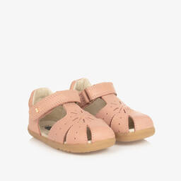 Bobux Step Up-Girls Pink Leather First Walker Sandals | Childrensalon Outlet