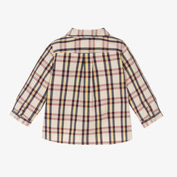 Bonpoint-Baby Boys Ivory Cotton Check Shirt | Childrensalon Outlet