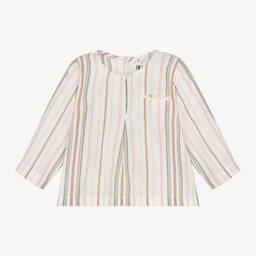 Bonpoint-Baby Boys Ivory Striped Cotton Shirt | Childrensalon Outlet