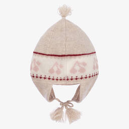 Bonpoint-Beige Merino Wood Knitted Cherries Hat  | Childrensalon Outlet