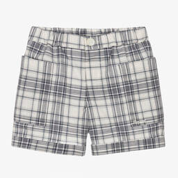 Bonpoint-Blue & White Check Cotton Shorts | Childrensalon Outlet