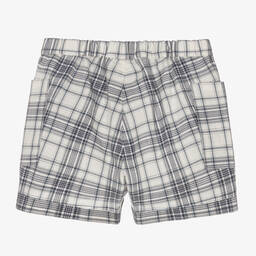 Bonpoint-Blue & White Check Cotton Shorts | Childrensalon Outlet