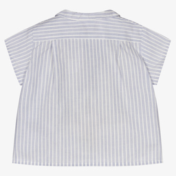 Bonpoint-Белая футболка в синюю полоску | Childrensalon Outlet