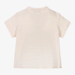 بونبوان-قميص قطن كاروهات لون بيج وعاجي للأولاد | Childrensalon Outlet