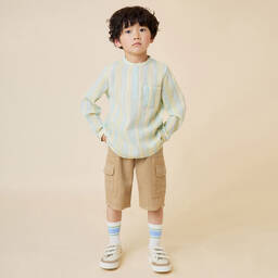Bonpoint-Boys Beige Lyocell Cargo Shorts | Childrensalon Outlet
