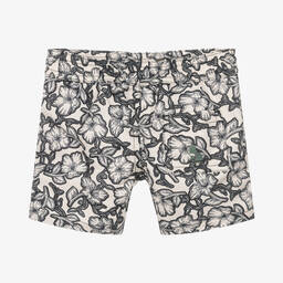 Bonpoint-Boys Black & Ivory Floral Swim Shorts | Childrensalon Outlet