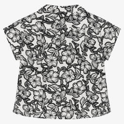 Bonpoint-Черно-белая рубашка с цветами | Childrensalon Outlet