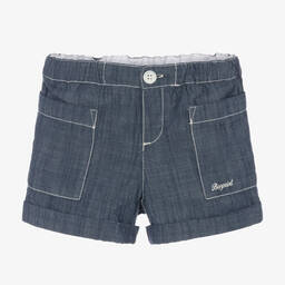 Bonpoint-Boys Blue Cotton Chambray Shorts | Childrensalon Outlet