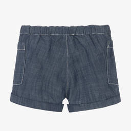Bonpoint-Boys Blue Cotton Chambray Shorts | Childrensalon Outlet