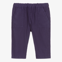 Bonpoint-Boys Blue Cotton Trousers  | Childrensalon Outlet