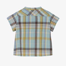 Bonpoint-Boys Blue & Green Check Shirt | Childrensalon Outlet
