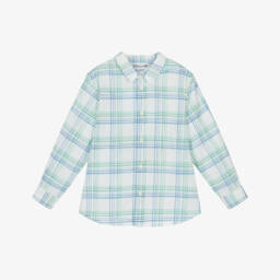 Bonpoint-Boys Blue & Green Check Shirt | Childrensalon Outlet