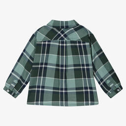Bonpoint-Boys Blue & Green Checked Cotton Shirt | Childrensalon Outlet