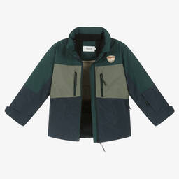 Bonpoint-Boys Blue & Green Down Padded Ski Jacket | Childrensalon Outlet