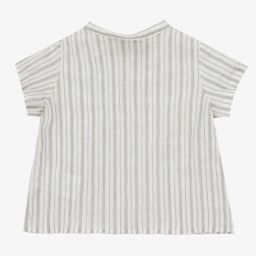 Bonpoint-قميص أطفال ولادي قطن عضوي مقلم لون أزرق وأبيض | Childrensalon Outlet