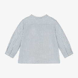 بونبوان-قميص أطفال ولادي قطن مقلم لون أزرق وأبيض | Childrensalon Outlet