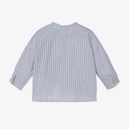 Bonpoint-Boys Collarless Blue Striped Top | Childrensalon Outlet