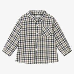 Bonpoint-Серая хлопковая рубашка в клетку для мальчиков | Childrensalon Outlet