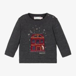 Bonpoint-Boys Grey Festive Knit Jumper | Childrensalon Outlet